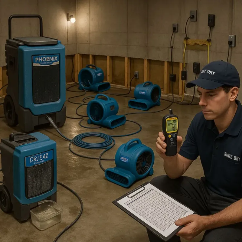 Structural Drying and Dehumidification process in Tulare, CA